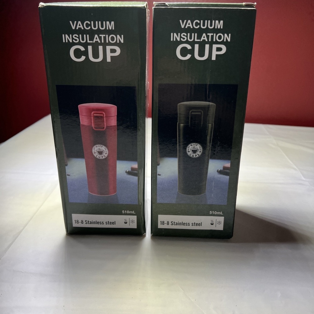 Vacuum Insulation Cup Hot Or Cold Stainless Steel Coffee Mug Lot Of 2 Both White